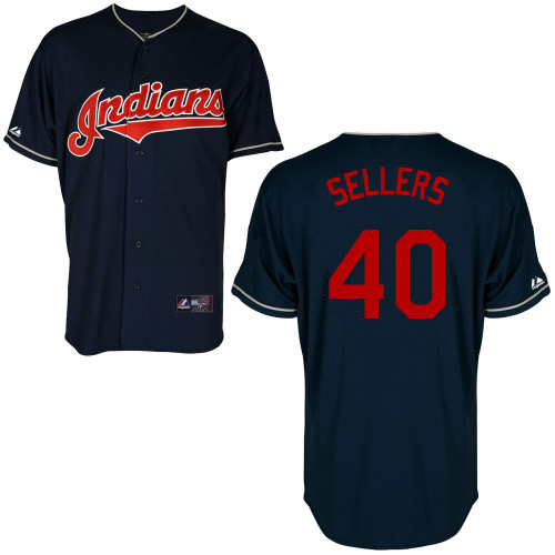 Justin Sellers #40 mlb Jersey-Cleveland Indians Women's Authentic Alternate Navy Cool Base Baseball Jersey